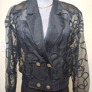Sheer Double Breasted Organza Bomber Jacket/ Blouse by Joseph Lee